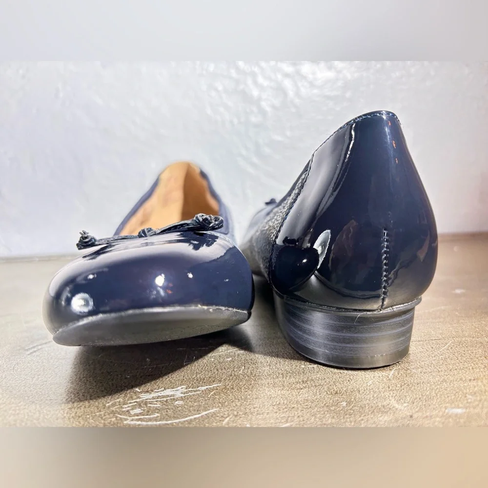 Hotter Women's Dark Blue Trinity Ballet Flats with Bow Detail - Picture 3 of 11